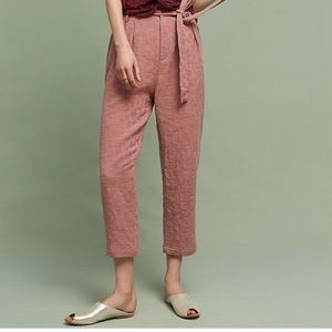 Worn once ANTHROPOLOGIE Jacquard Pants with belted sash tie